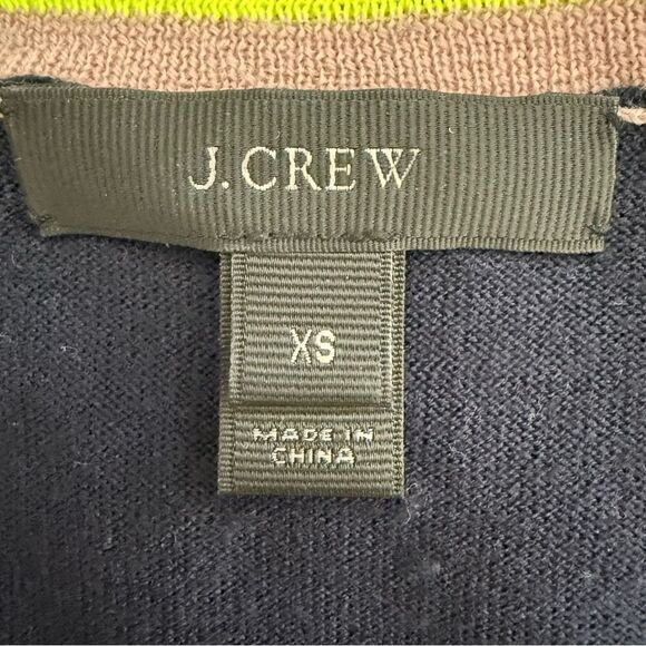 J.Crew Merino Wool V-Neck Sweater Tank Top Navy with Colorful Trim Size XS - Picture 4 of 7